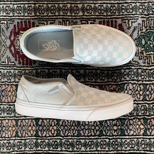 💥SOLD ON DEPOP LightBlue CheckerboardSlip-on Vans